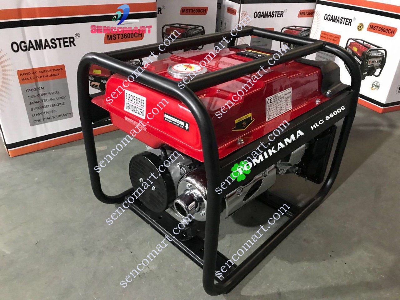 Máy Phát Điện Chạy Xăng 8KVA Tomikama 8800s Có Bánh Xe Di Chuyển