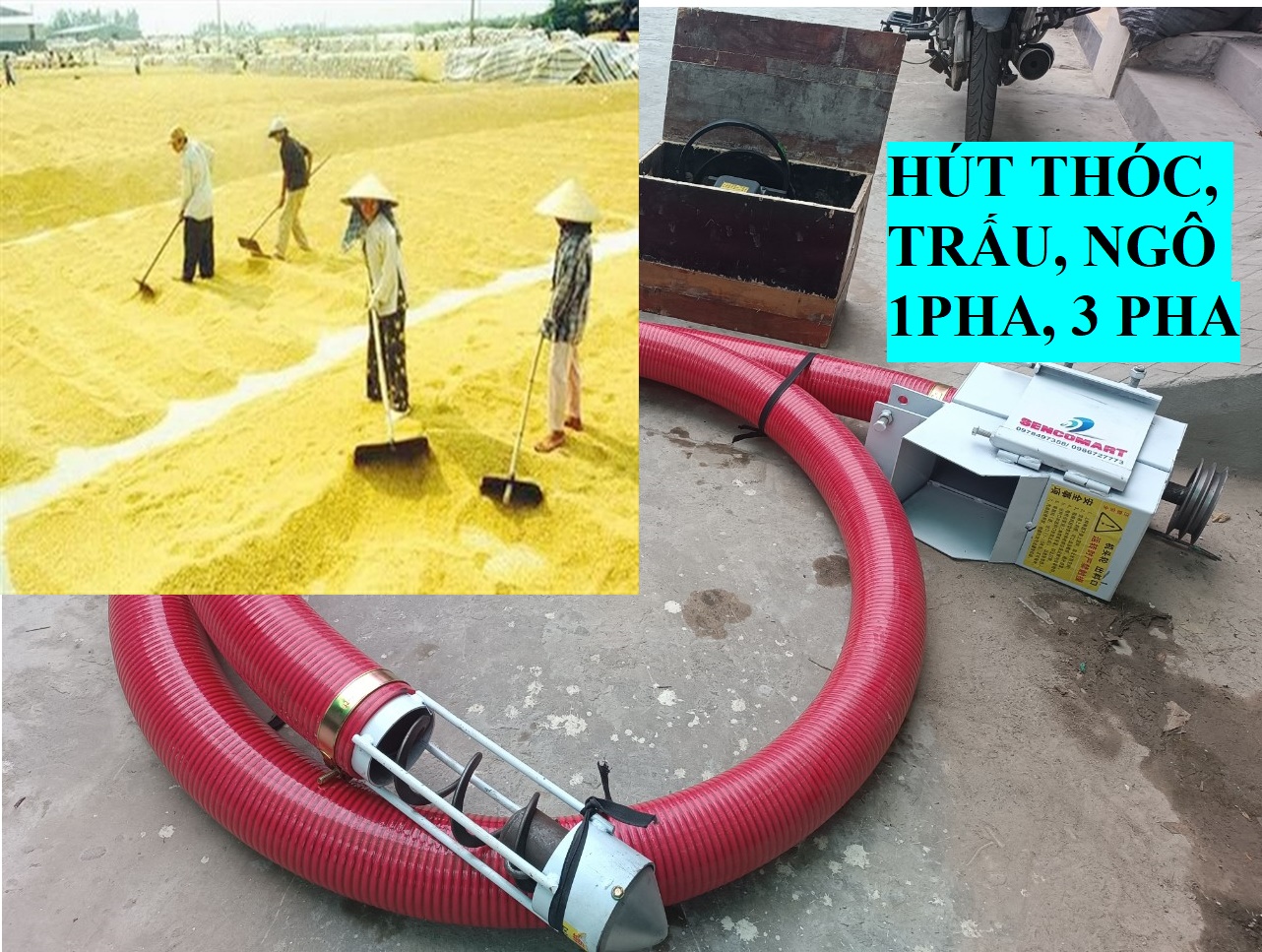 Máy hút ngô thóc, hút trấu sử dụng điện 3 pha 380v
