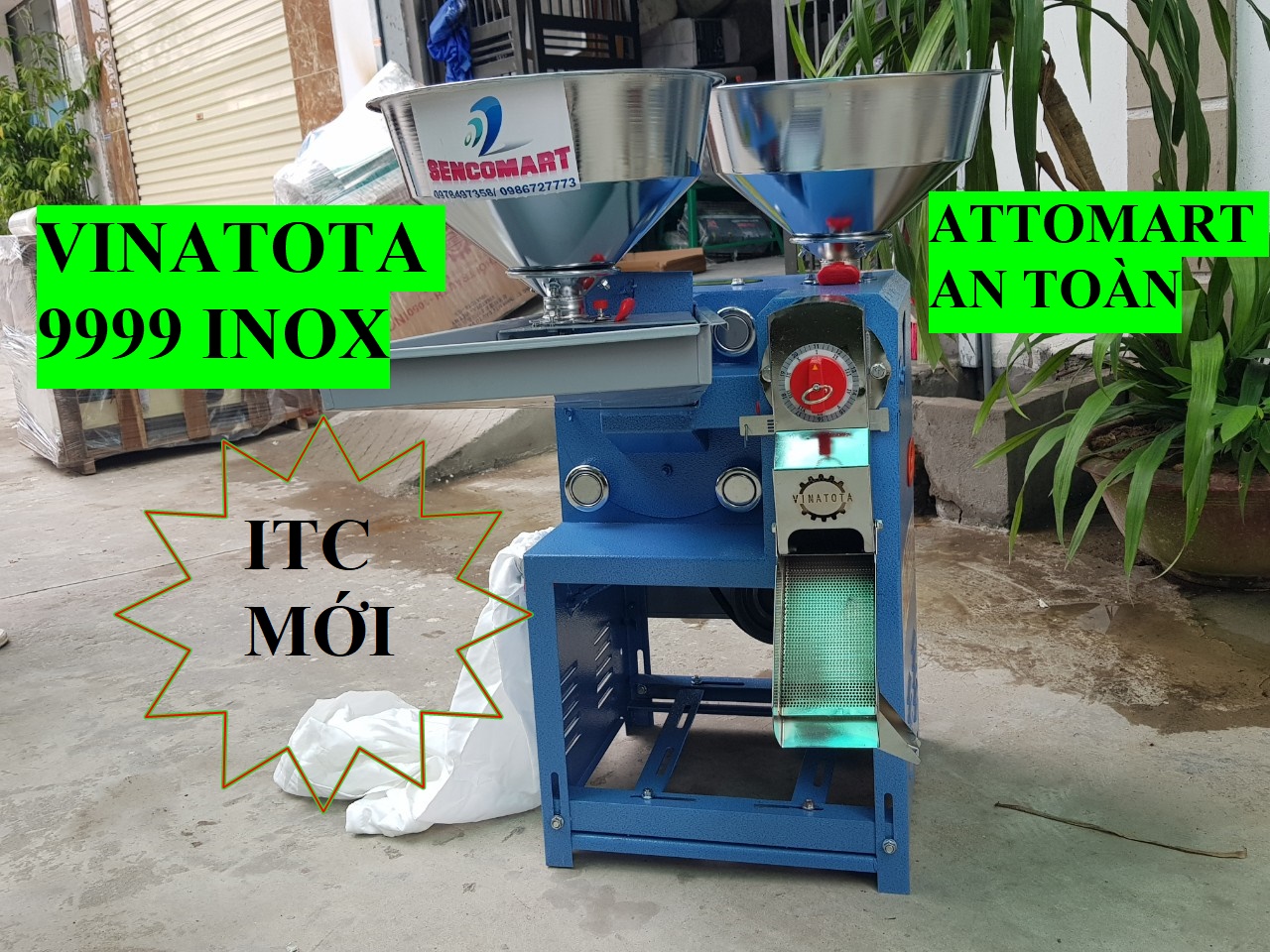 Máy chà gạo gia đình Vinatota 9999 bằng inox
