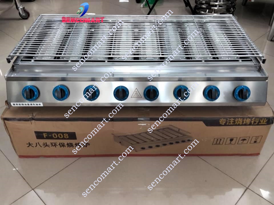 Bếp Nướng Gas Hồng Ngoại 8 Đầu Đốt Nhỏ Inox 100% ( Nướng Hàu, Thịt, Xúc Xích...SENCO8N)