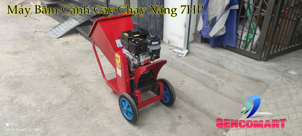Máy băm cành cây – băm cỏ động cơ xăng 7HP Dọn vườn MẪU MỚI 2025