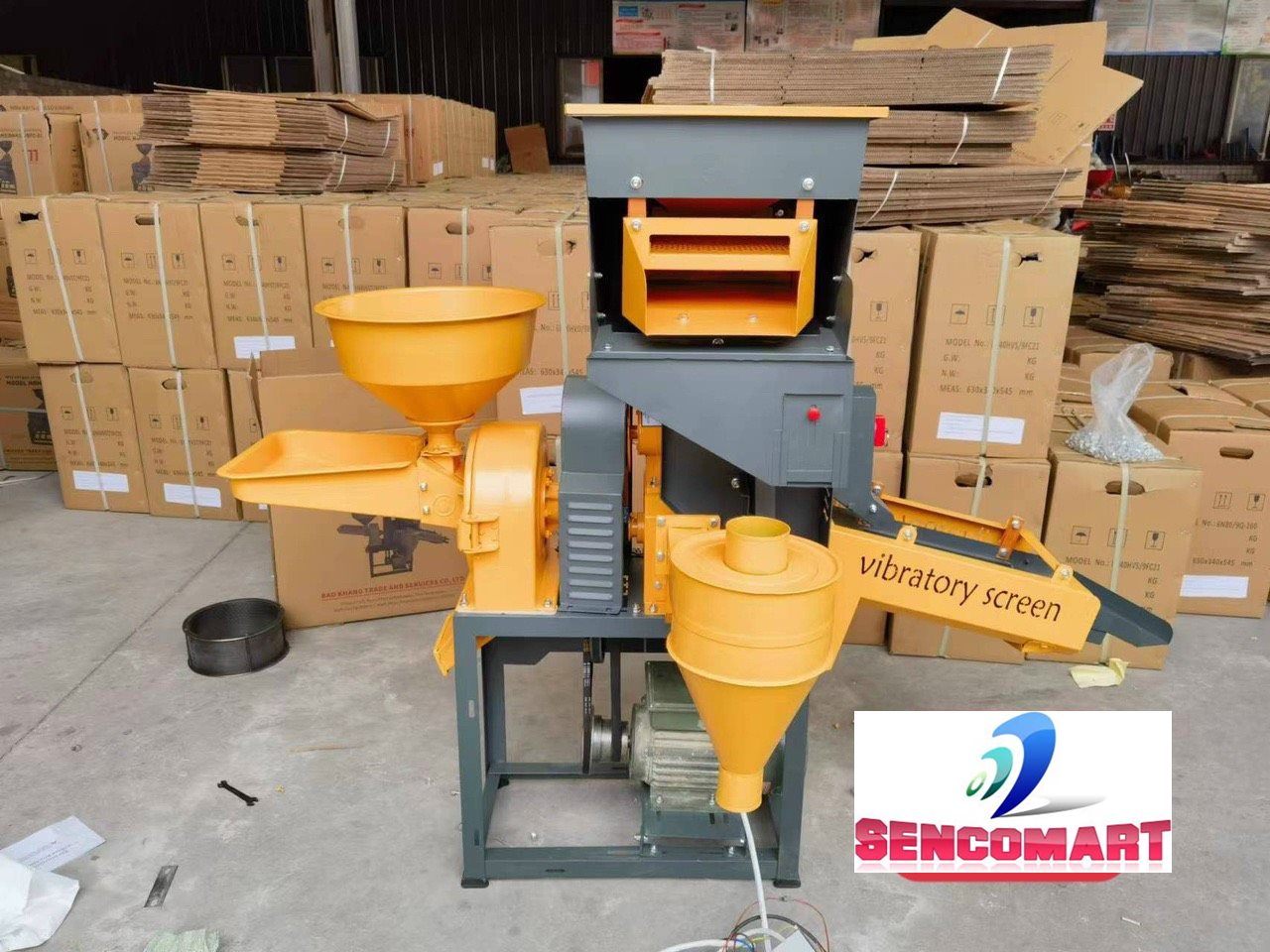 Máy Xát Gạo Đa Năng Có Bầu Nghiền Ra Trấu Thành Cám Sencomart 686