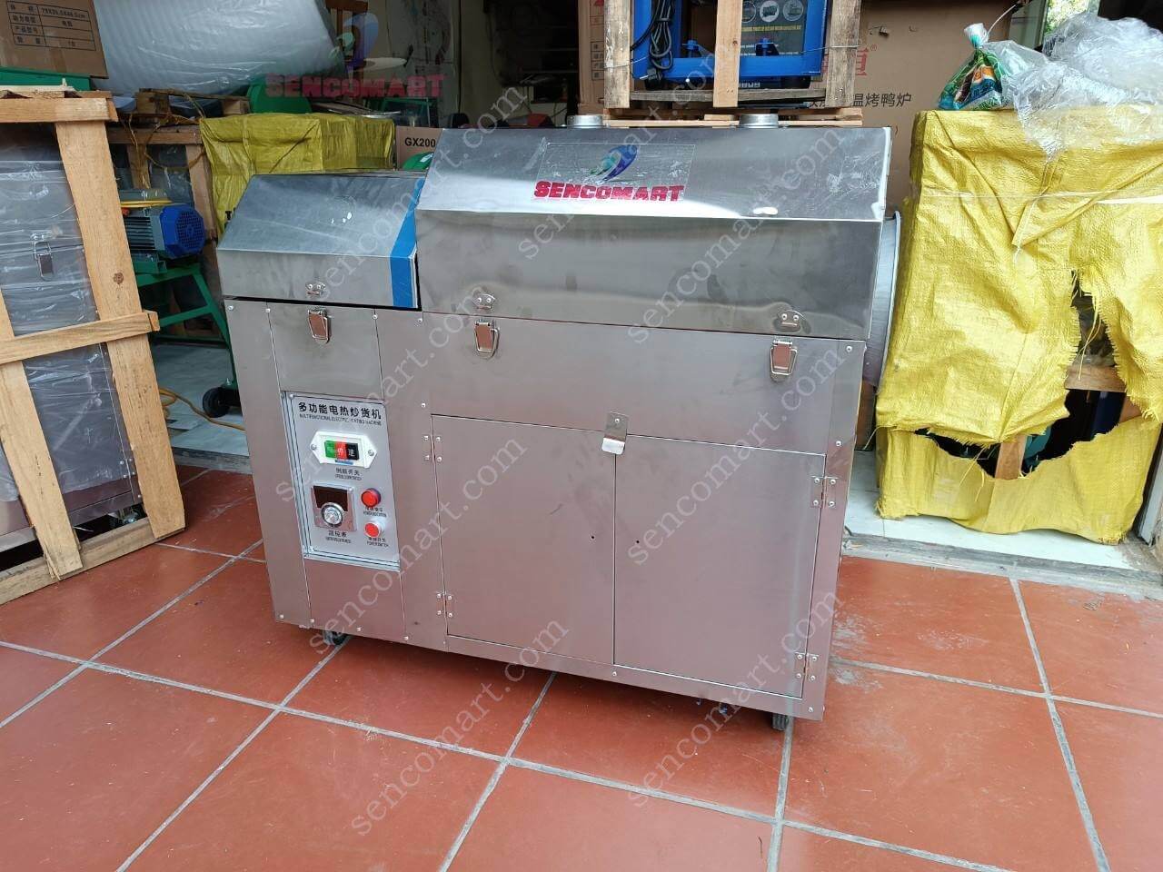 Máy Rang Hạt Đa Năng Chạy Điện 15KG Bo Viền Kèm Lưới Lọc