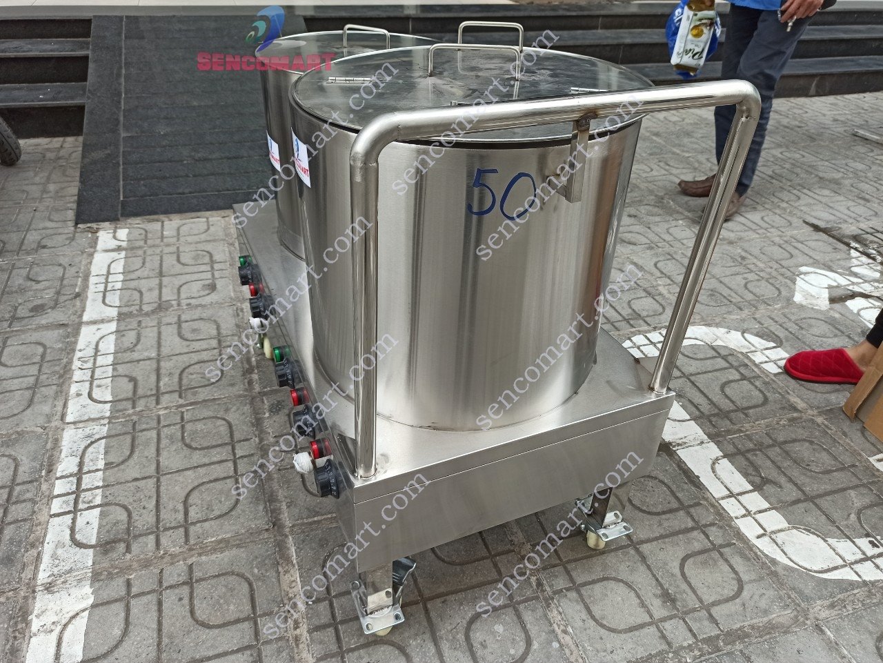 Nồi nấu phở đôi 50 lít, 30 lít có bánh xe di chuyển- nồi nấu bánh chưng siêu ngon SENCO-NN50D