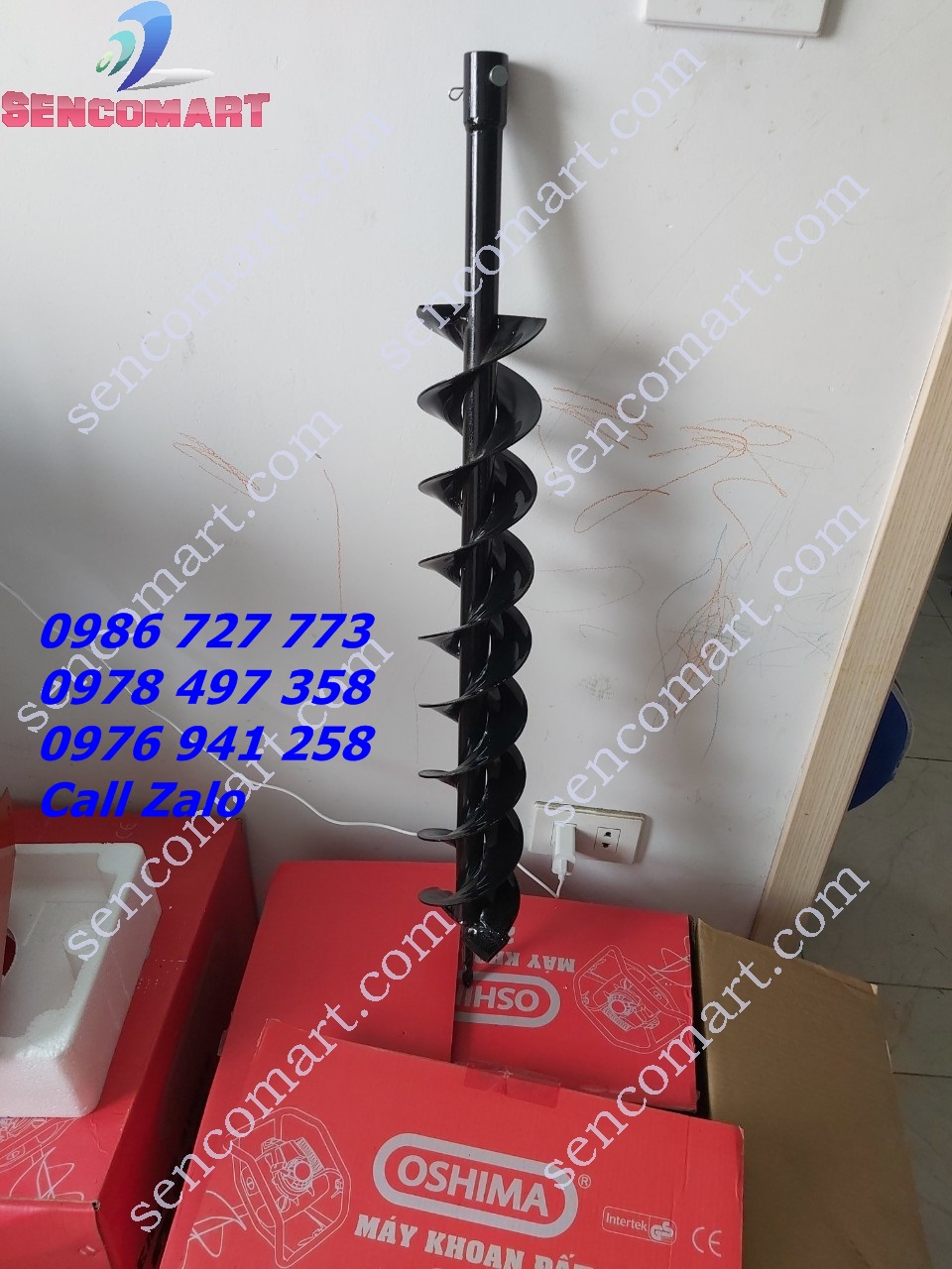 Mũi khoan đất 8 phân- Mũi Khoan Hố trồng Cây 8cm dài 80cm