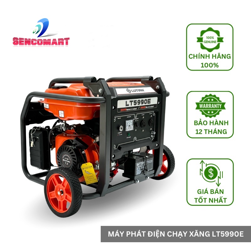 Máy phát điện 3kw đề nổ Lutian LT5990E bánh xe di chuyển