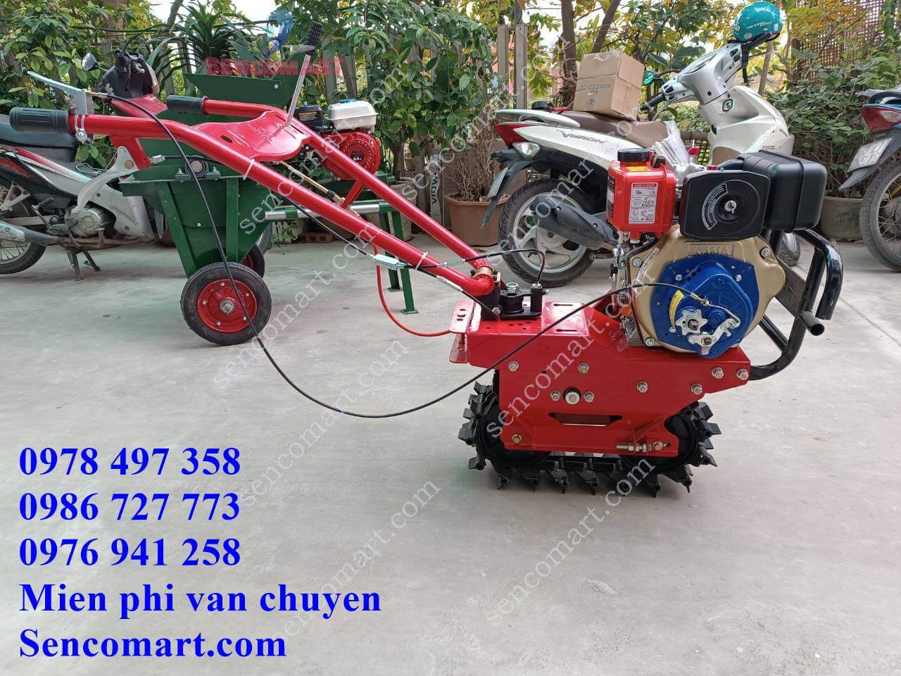 Máy cày bánh xích công nghệ mới có đề nổ. Dùng động cơ dầu kama 173