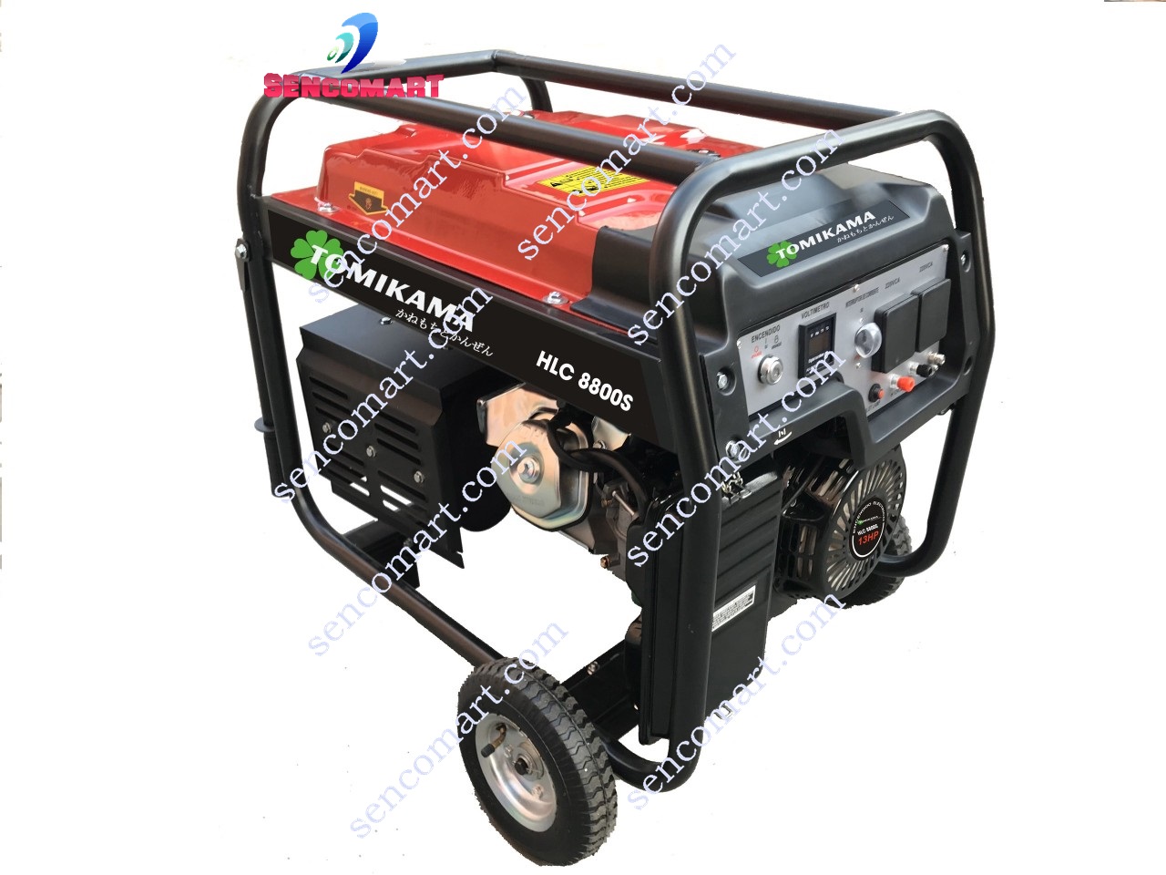 Máy Phát Điện Chạy Xăng Tomikama 8800 Có Bánh Xe Di Chuyển