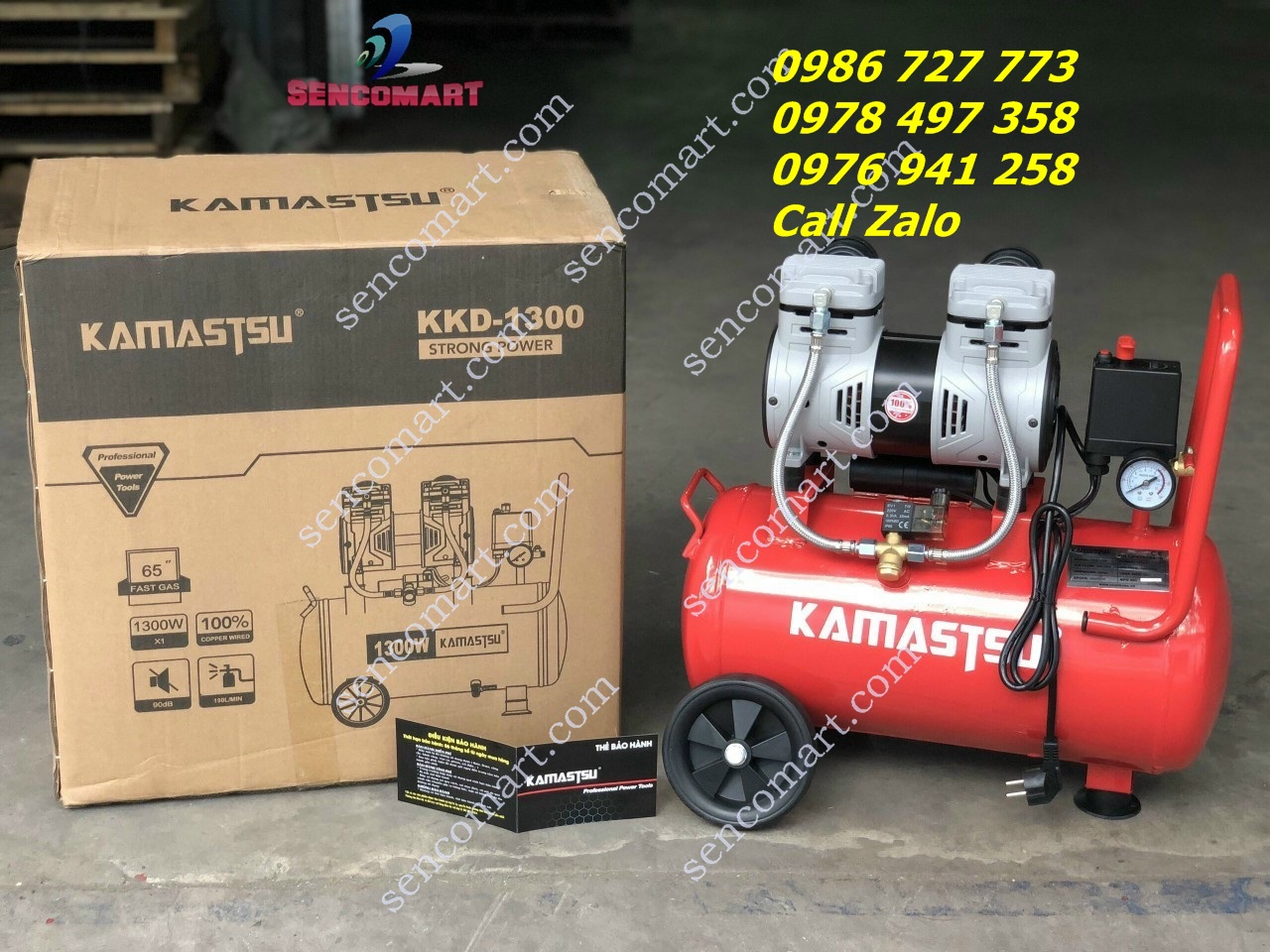 Máy nén khí không Dầu Dung Tích 30L Kamatsu KKD 1300W