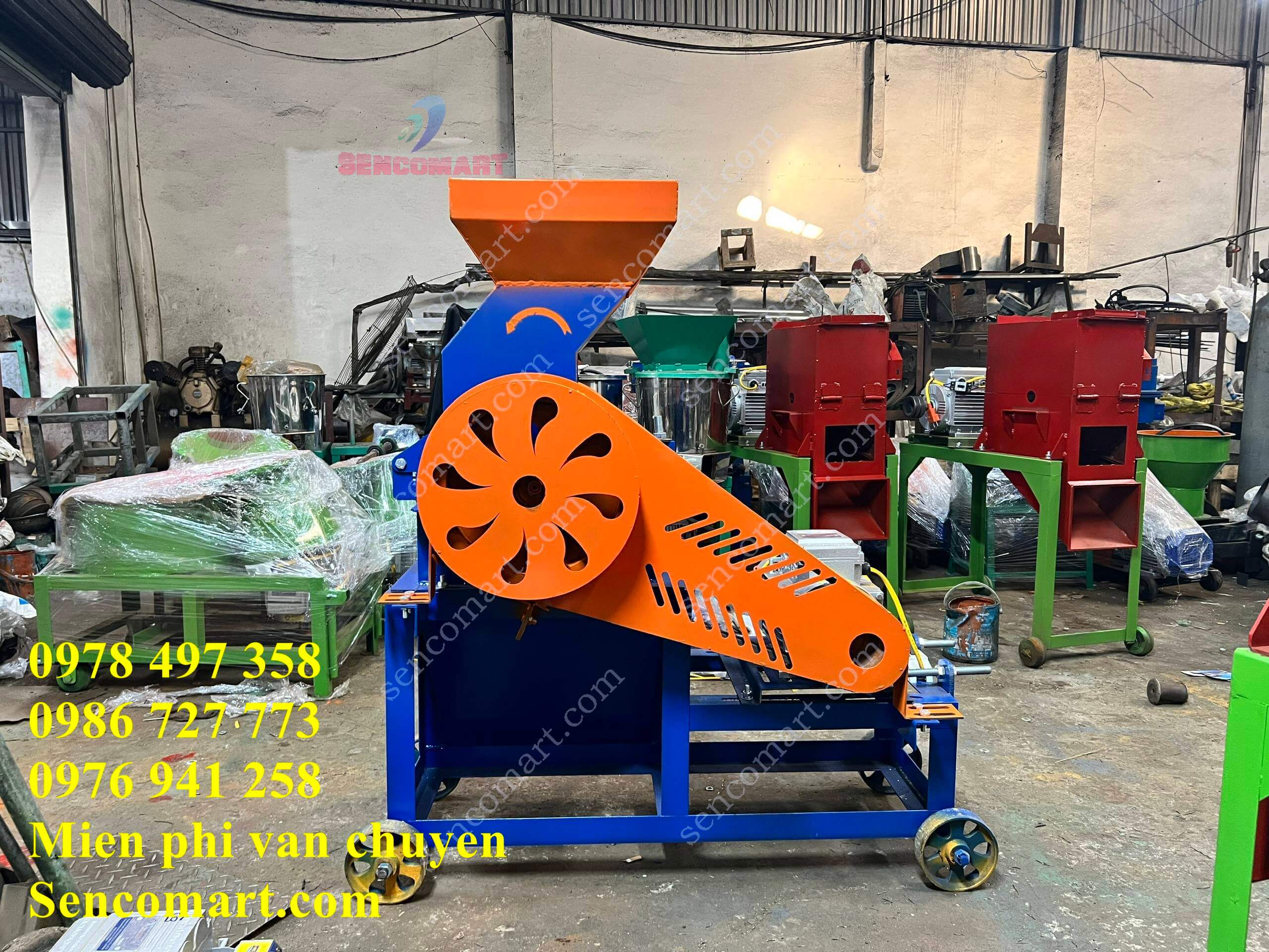 Máy nghiền xơ dừa công nghệ mới dây curoa kéo bánh đà, 4,67HP