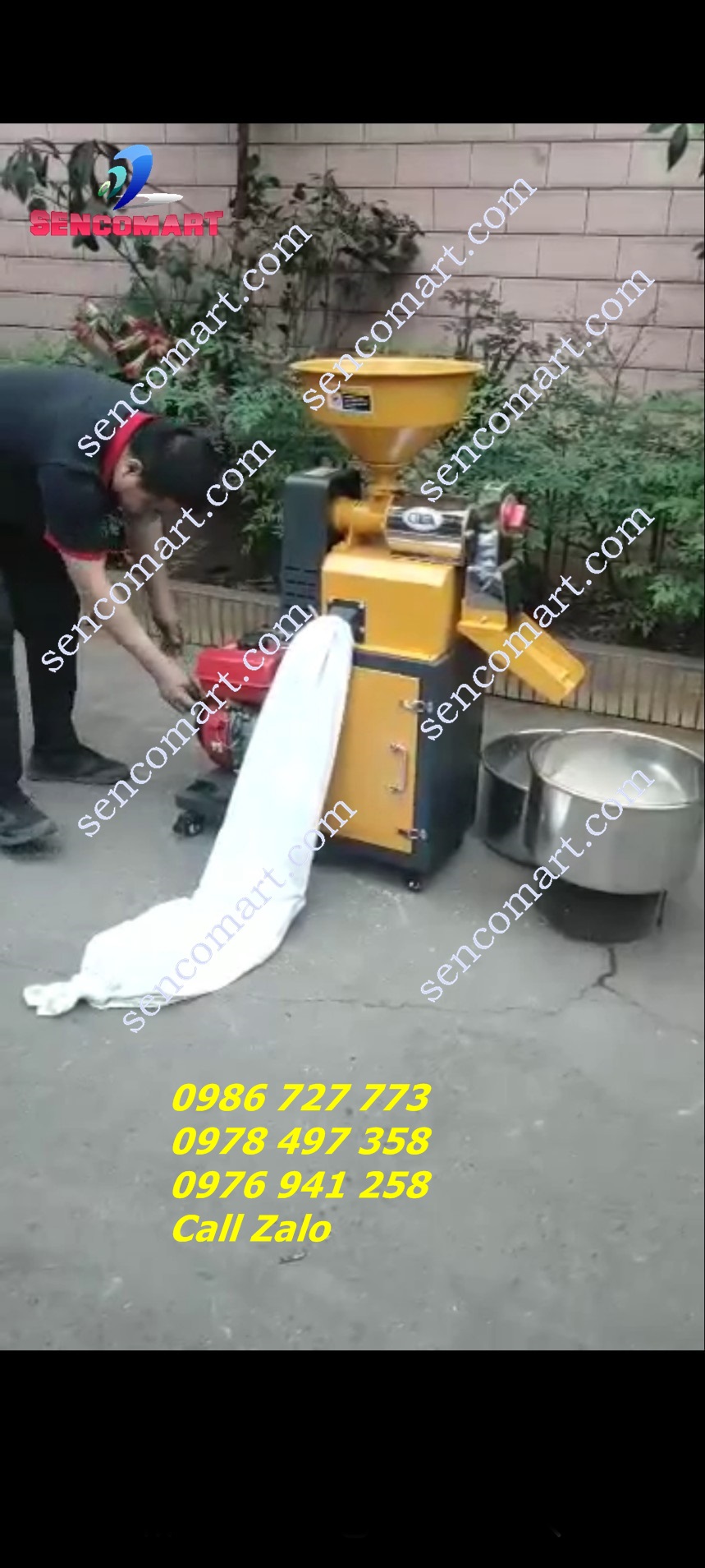 Máy xát gạo gia đình động cơ xăng thế hệ mới tích hợp sẵn Aptomat