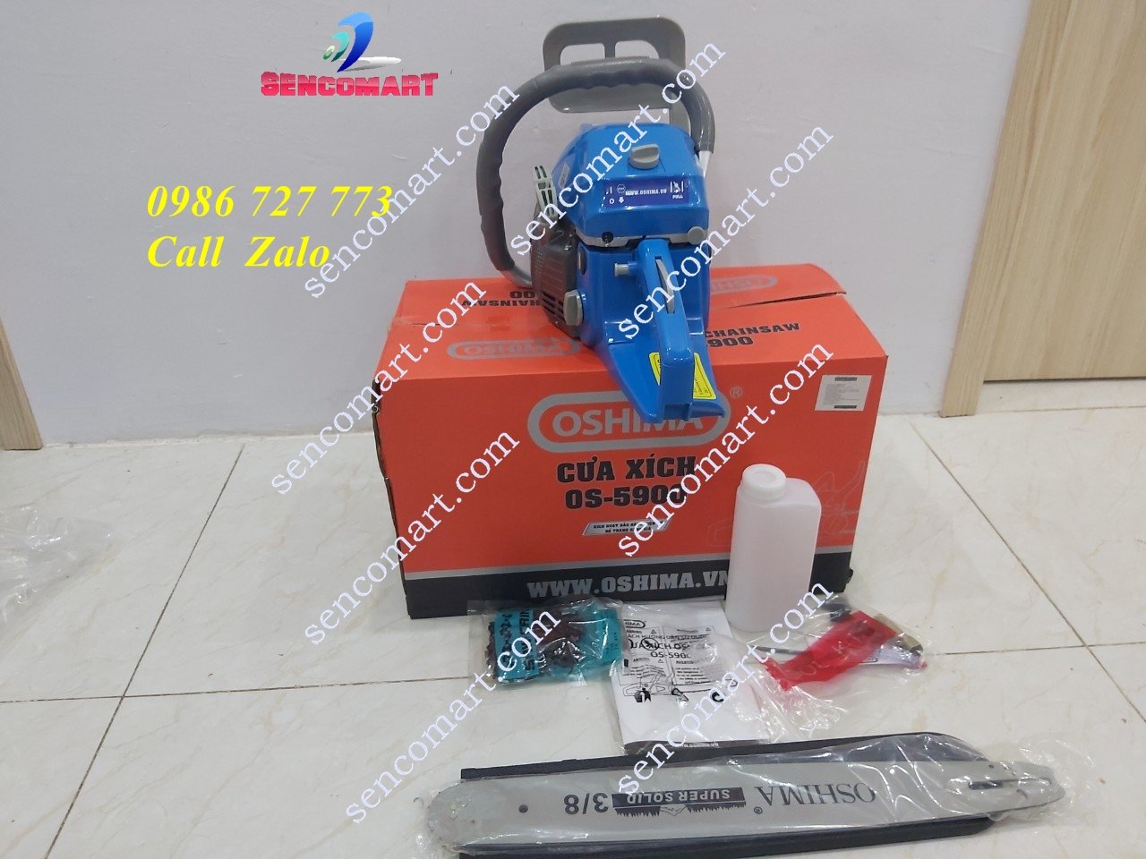 Máy Cưa Xích Chạy Xăng Pha Nhớt OSHIMA OS 5900- Máy Cưa Cành, Gốc Cây Công Suất 2,5kw