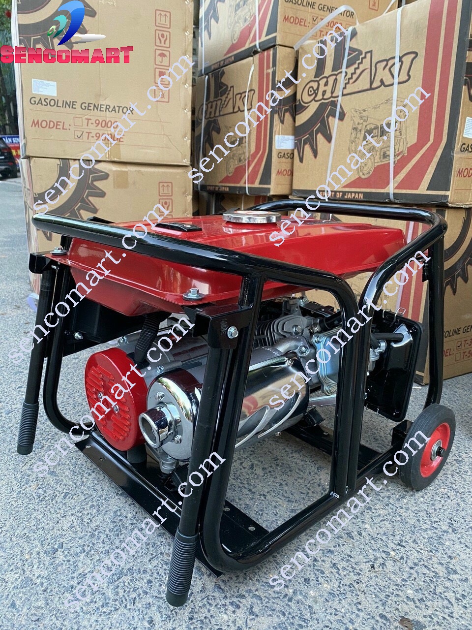 Máy Phát Điện 3kw Chạy Xăng Yataka CS-4900D đề nổ, bánh xe di chuyển