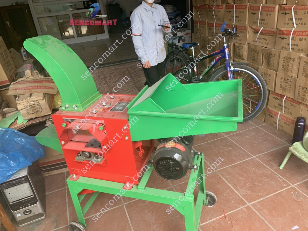 Máy Băm Đa Năng Cổ Cao Băm Cỏ Nghiền Ngô Sắn Xơ Dừa Lô Cuốn Tự Động BCC-3KW