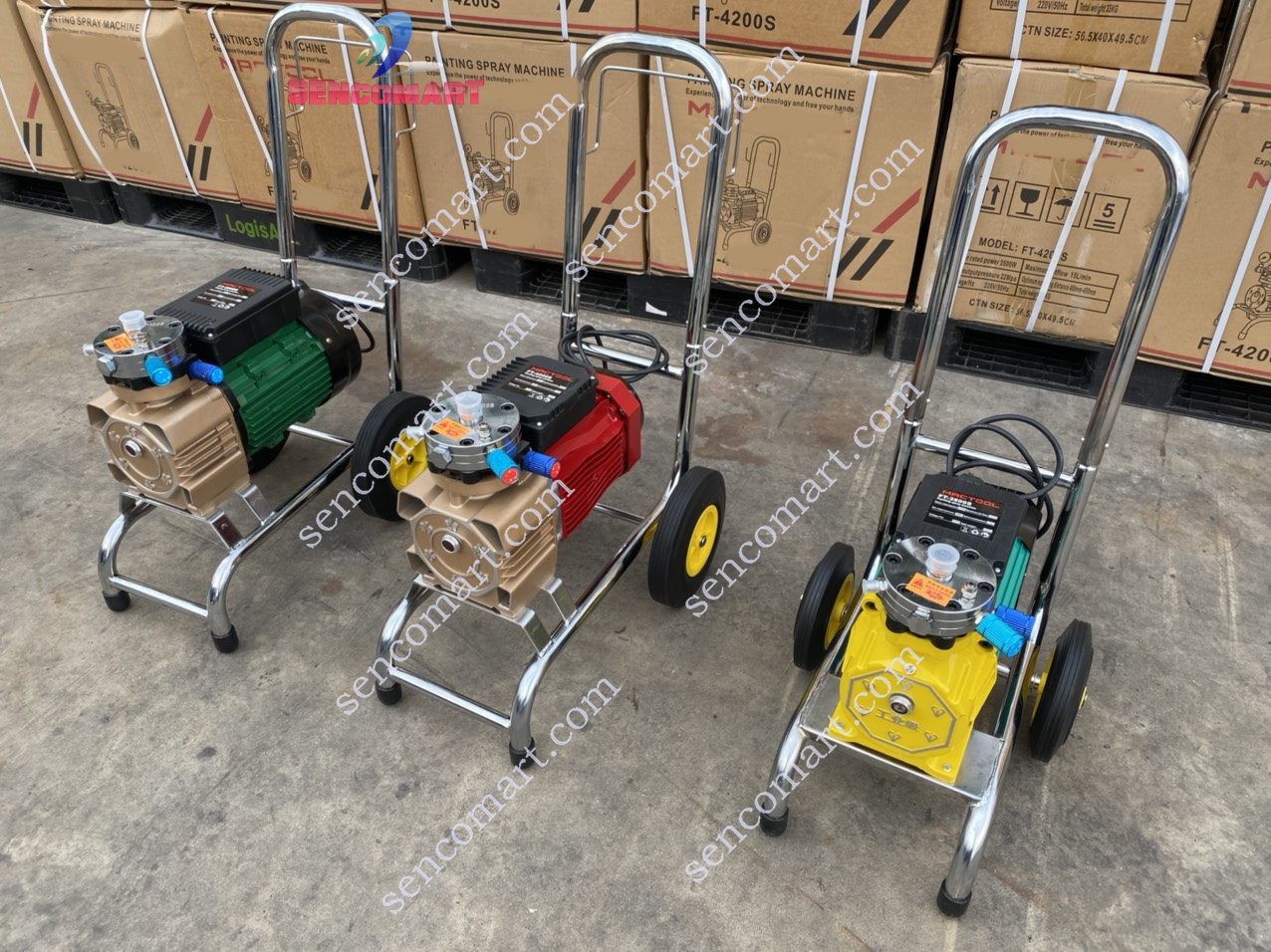 Máy Phun Sơn PS-3000W Khung inox Bánh Xe Tay Đẩy