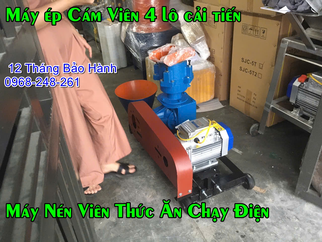 Máy ép cám viên 4 lô công nghệ mới nhất hiện nay, dùng động cơ 100% dây đồng
