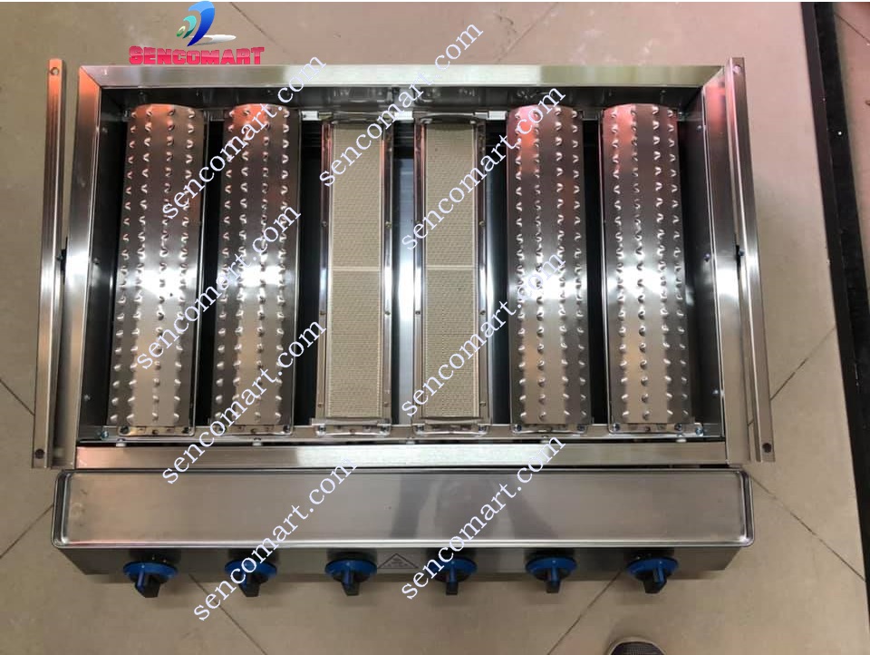 Bếp Nướng Gas Không Khói Nướng Hàu, Thịt Xiên... Hàng Chính Hãng 6 Đầu Đốt Nhỏ