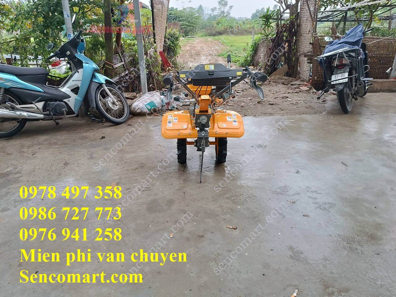 Máy cày xới đất mini dùng động cơ xăng Taro 170F, hàng chính hãng tại Sencomart