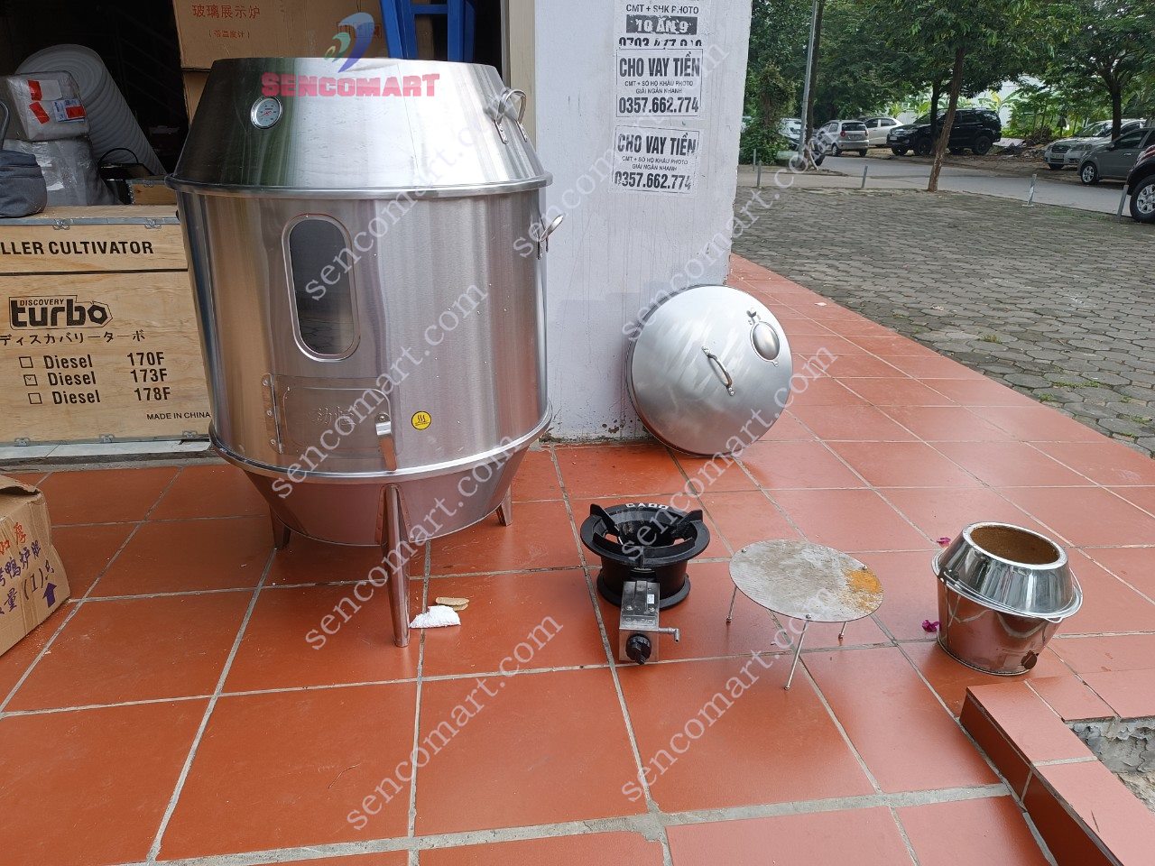 Lu Nướng, Lò Nướng Gà Vịt Phi 80 Bằng Gas Than Có Cửa Sổ Kính Theo Dõi