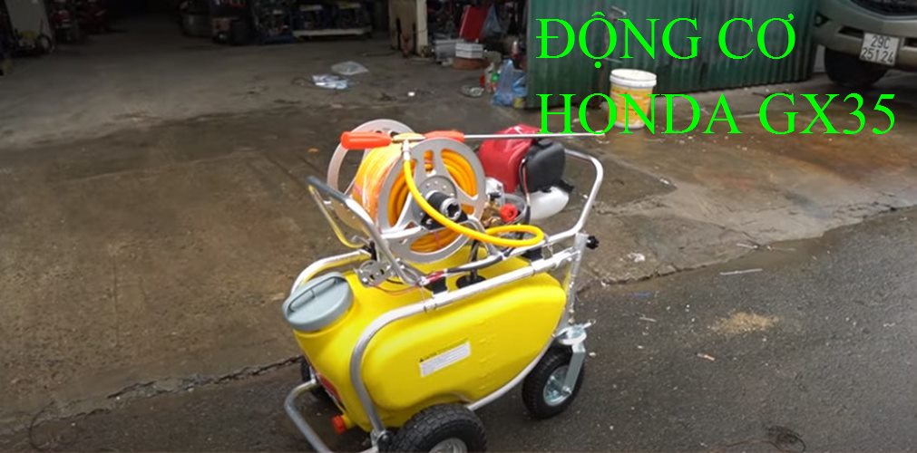 Máy Phun Thuốc Xe Đẩy Kamura 50L Động Cơ 4 Thì