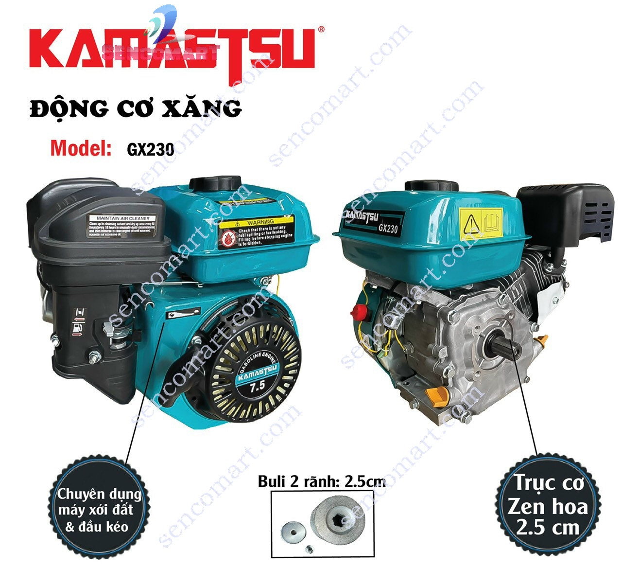 Động Cơ Xăng Kamastsu GX200 6.5HP Tua Chậm ( Máy Nổ)