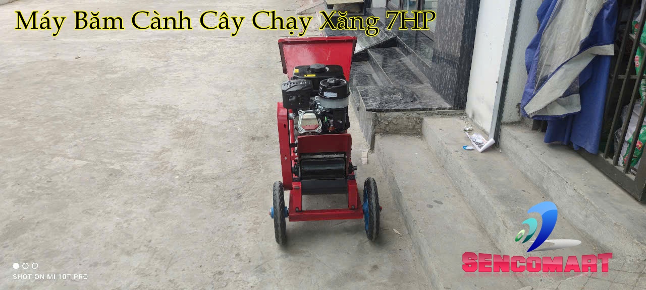 Máy băm cành cây – băm cỏ động cơ xăng 7HP Dọn vườn MẪU MỚI 2025