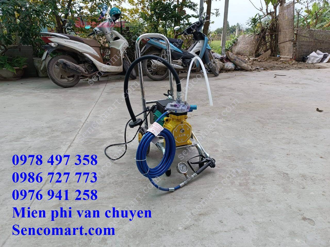 Máy phun sơn công nghiệp.Phụ kiện đi kèm 8m dây, súng, đồng hồ PS3000-24-SCM